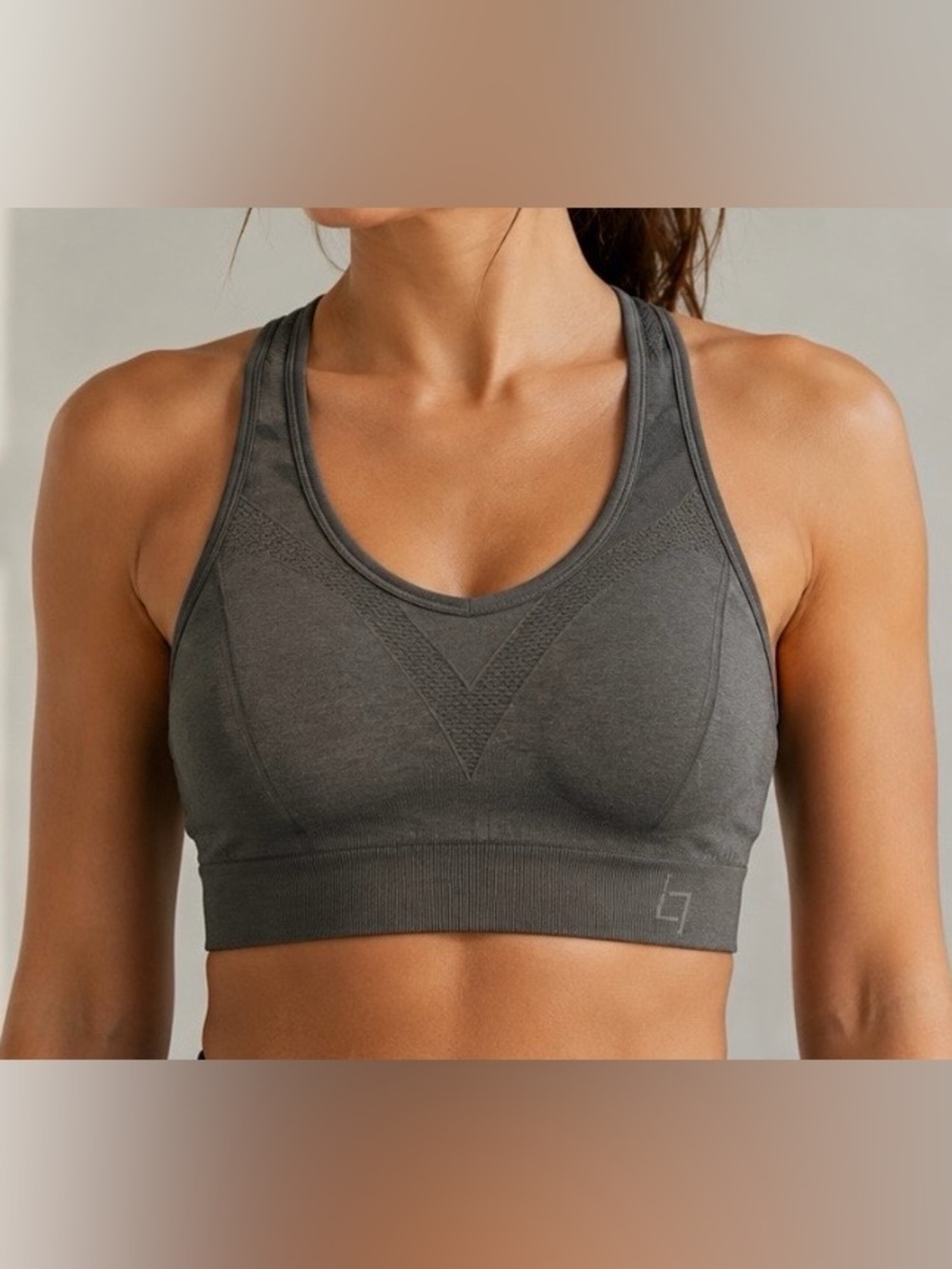 Essentials Seamless Racerback Sports Bra - Gray Size M